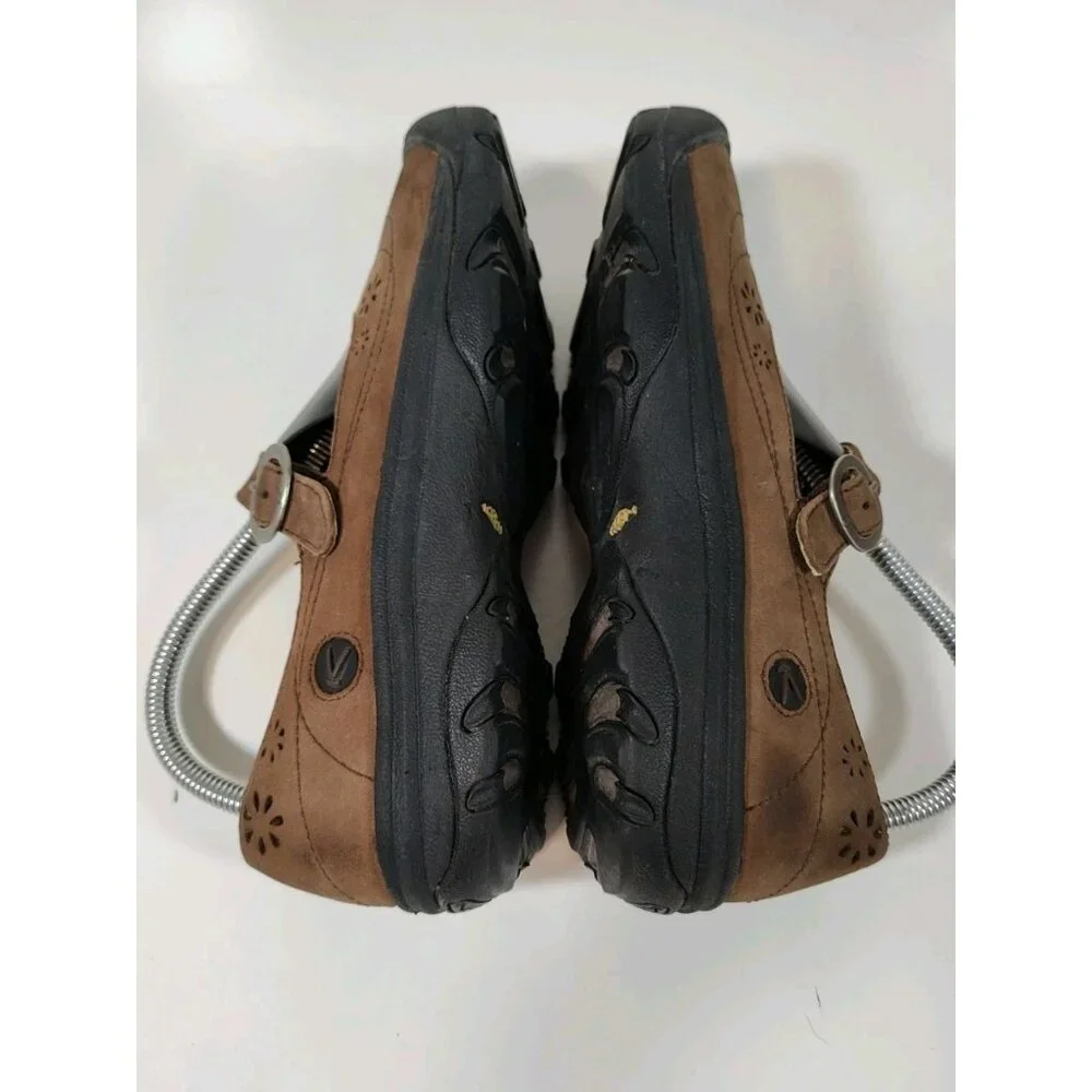 Keen Mary Jane Comfort Shoes Brown Leather Women's 8.5 Petals Flats - Picture 5 of 9